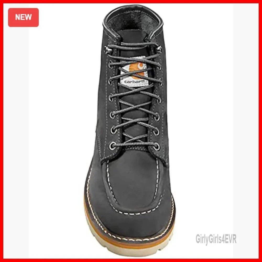 6-Inch Moc Soft Toe Wedge Boots, Slip-Resistant Work Shoes